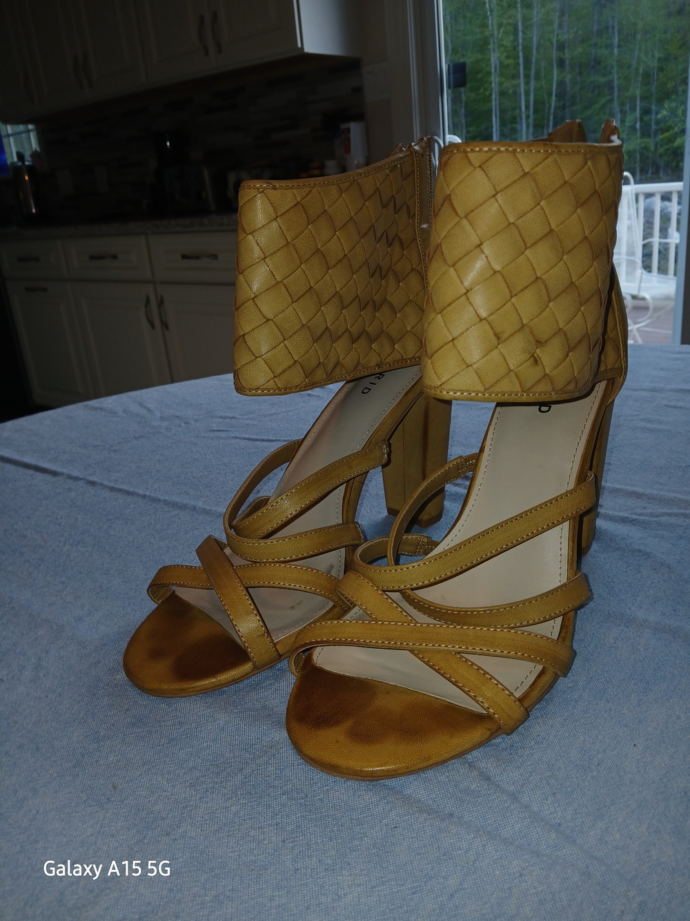 Torrid Tan woven block heel ankle strap sandal